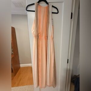 NWT: Chico's Peach and Cream Sleeveless Dress w Elastic Waist